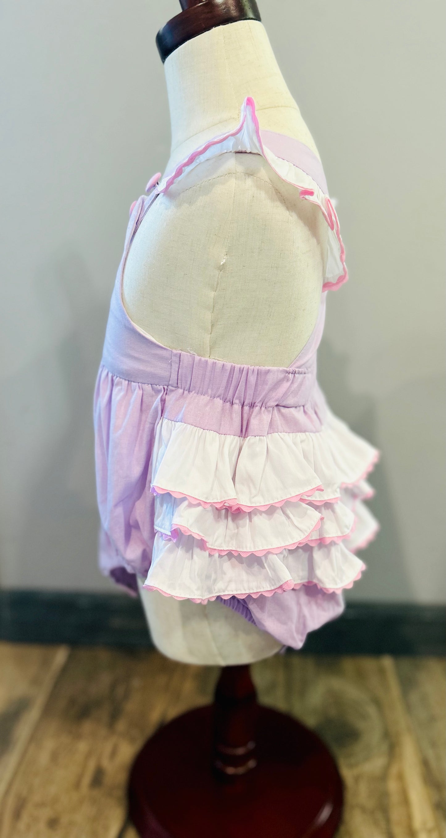Purple Fairy Castle Smocked Flutter Romper
