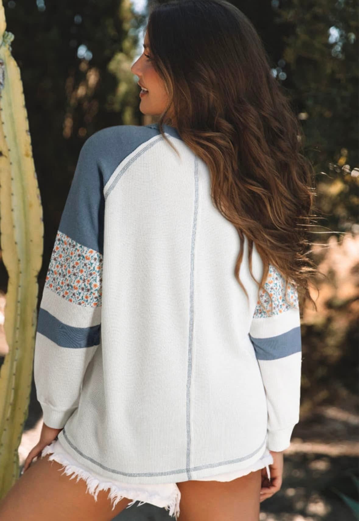 Floral Waffleknit Long Sleeve