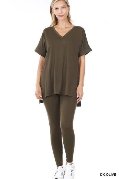 Dark Olive Zenana Legging Set