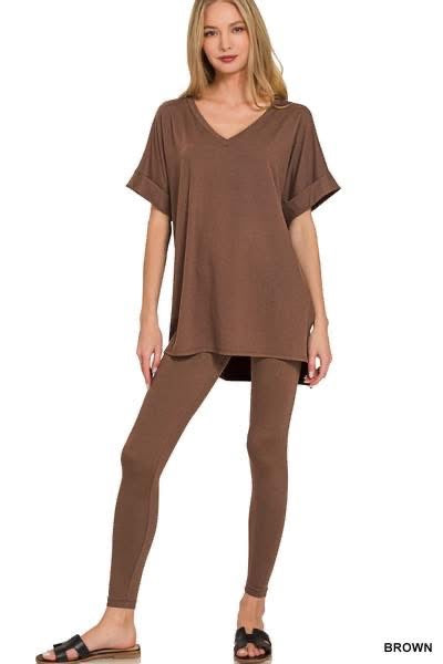 Brown Zenana Legging Set