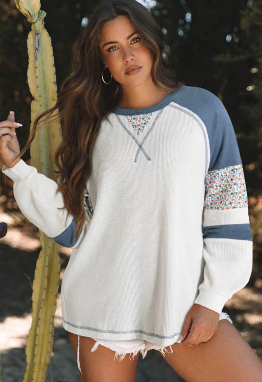 Floral Waffleknit Long Sleeve